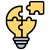 Icon of lightbulb in puzzle pieces