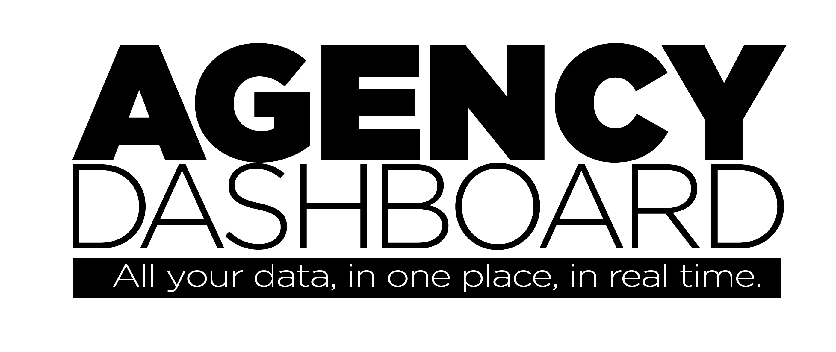 Agency Dashboard "All your data, in one place, in real time" logo transparent background